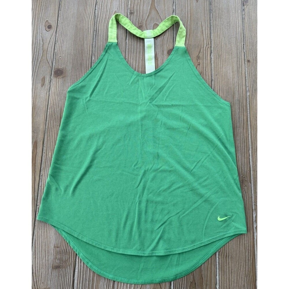 NIKE Tank Top Womens Green Elastika Elevate T-back Dry Fit Loose M
